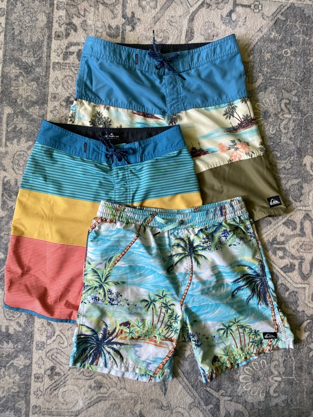 Quiksilver Boy’s Blue Multi-Pattern Swim Trunks Bundle